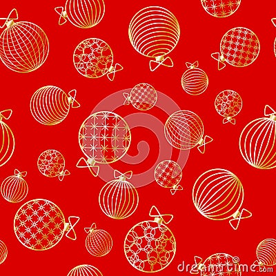 Seamless pattern with Christmas ball Winter festive background on New Year and Christmas ornament for greeting cards Vector Illustration