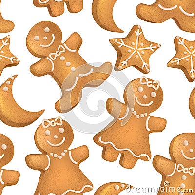 Seamless pattern of Christmas biscuits Vector Illustration