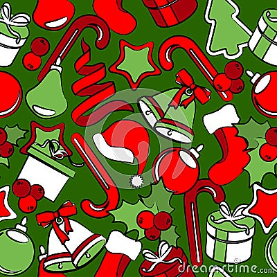 Seamless pattern with Christmas decoration Vector Illustration
