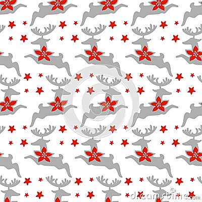 Seamless pattern with Christmas deers on a white background vector Vector Illustration