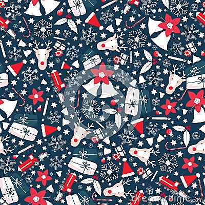 Christmas texture flat blue white red Cartoon Illustration