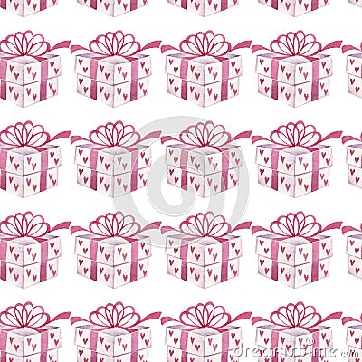 Seamless pattern with Christmas and New Year symbolics. Watercolor illustration. Cartoon Illustration