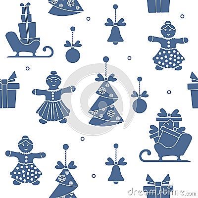 Seamless pattern with christmas, new year symbols. Vector Illustration