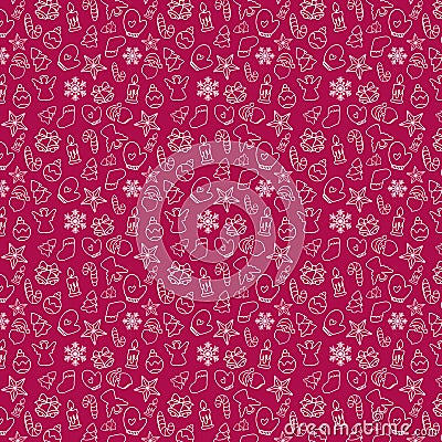 Seamless pattern of Christmas and New Year symbols On Red. Vector Illustration Vector Illustration