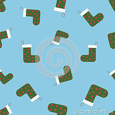 Seamless pattern with christmas socks. Vector illustration with fireplace sock. Christmas or New year backdrop Vector Illustration