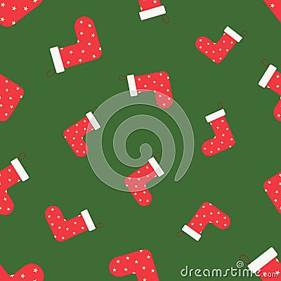 Seamless pattern with christmas socks. Vector illustration with fireplace sock. Christmas or New year backdrop Vector Illustration