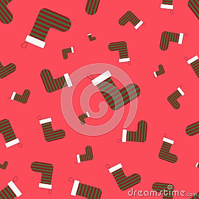 Seamless pattern with christmas socks. Vector illustration with fireplace sock. Christmas or New year background Vector Illustration