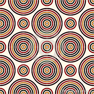 Seamless pattern in Christmas traditional colors. Abstract background with bright round vortexes. Vector Illustration