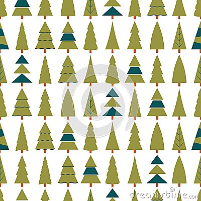 Seamless pattern of Christmas trees. Vector Illustration