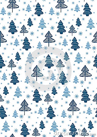 Seamless pattern with Christmas trees. Vector. Vector Illustration
