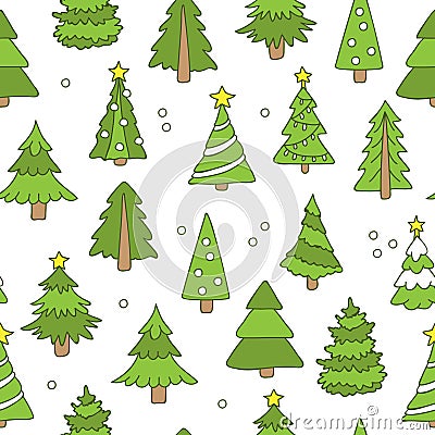 Seamless pattern of Christmas trees Vector Illustration