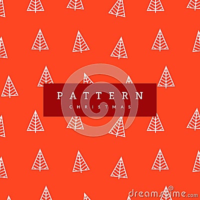 Seamless pattern Christmas trees White On Bridge Orange Vector Illustration