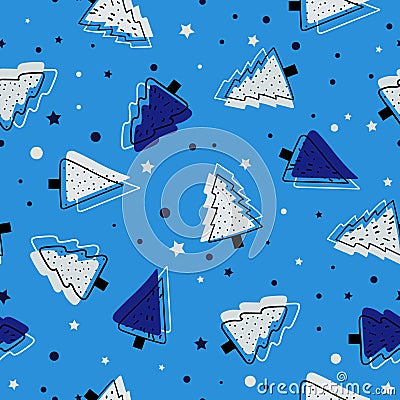 Seamless pattern with christmas trees, winter design Stock Photo