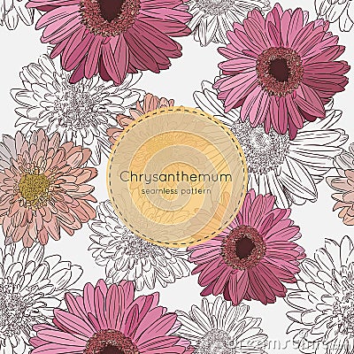 Seamless pattern with chrysanthemum flowers. Vector illustration Vector Illustration