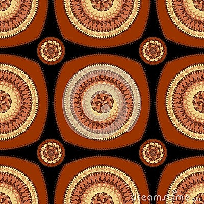 Seamless pattern with circle ornament in brown Stock Photo