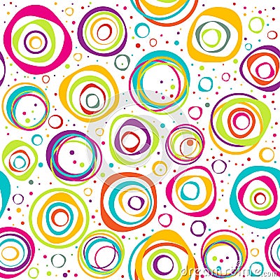 Seamless pattern with circles and dots on white background Vector Illustration