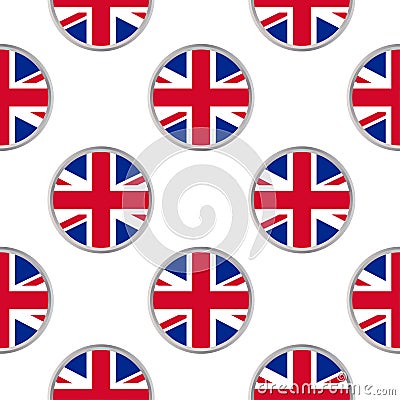 Seamless pattern from circles with flag of the United Kingdom. Cartoon Illustration