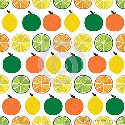 Seamless Pattern Citrus Fruit with slice Vector Illustration