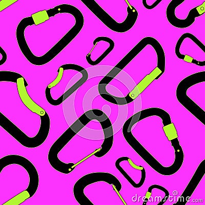 Seamless pattern with climbing carabiners Vector Illustration