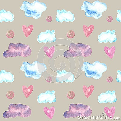 Seamless pattern with clouds Cartoon Illustration