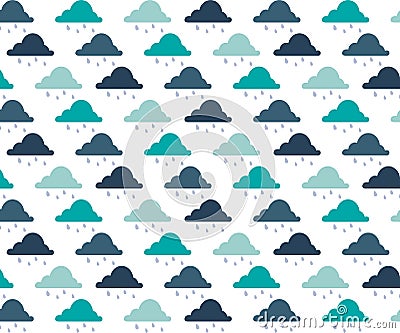 Seamless pattern with clouds and raindrops. 3 colors pattern. seamless pattern with clouds and raindrops. vector Vector Illustration