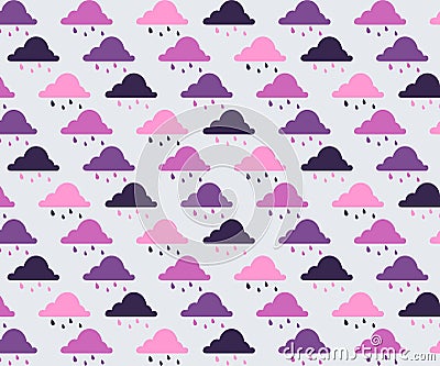 Seamless pattern with clouds. Vector illustration. Rain and water drop Vector Illustration