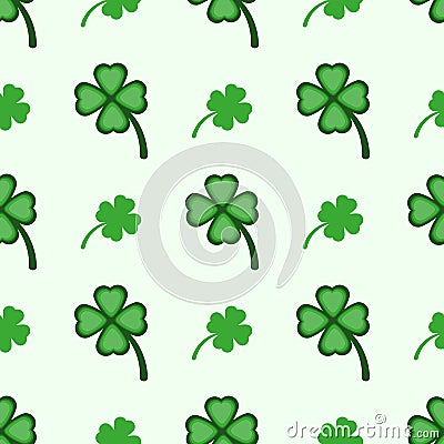 Seamless pattern with clover leaves. Simple vector illustration. Vector Illustration