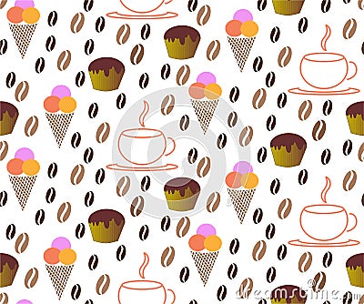 Seamless pattern Coffee Time Vector Illustration