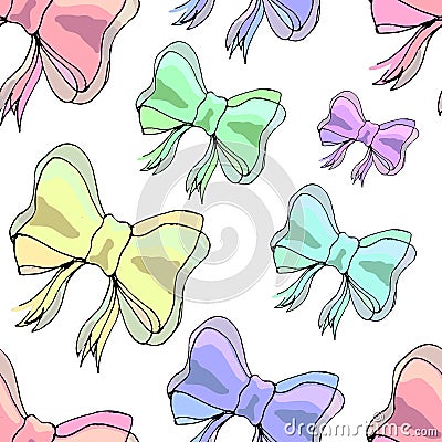 Seamless pattern with color bows Stock Photo