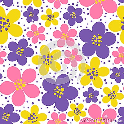 Seamless pattern with color floral ornate Vector Illustration