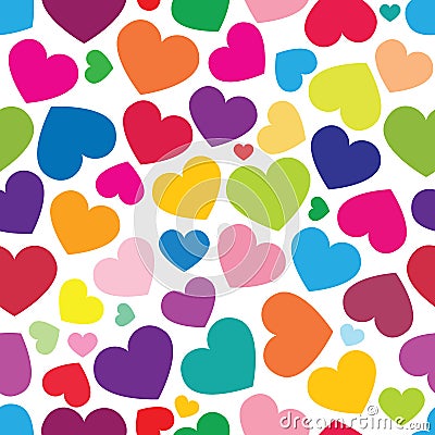 Seamless pattern of color hearts Vector Illustration