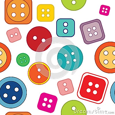 Seamless pattern: colored buttons on a white background Vector Illustration