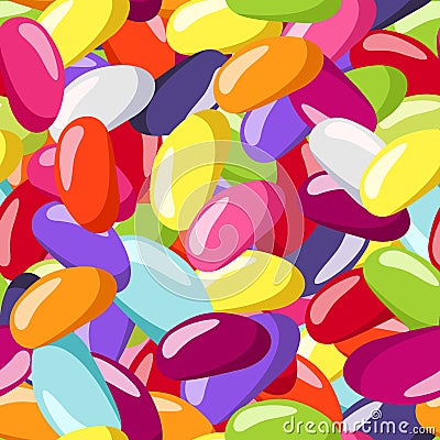 Seamless pattern with colored Jelly beans. Vector Illustration