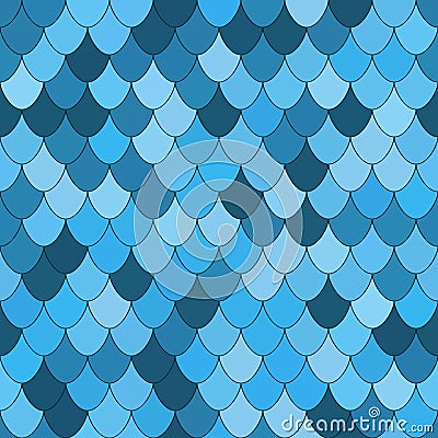 Seamless pattern with colorful blue scales Vector Illustration