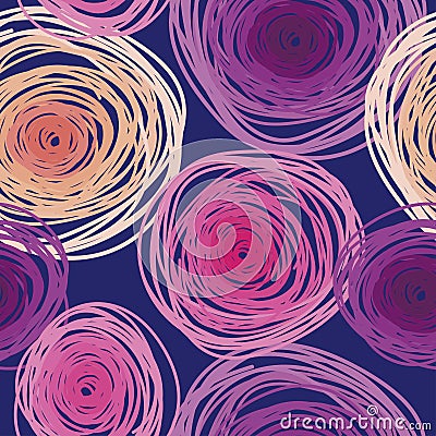 Seamless pattern with colorful circles, funky palette Vector Illustration