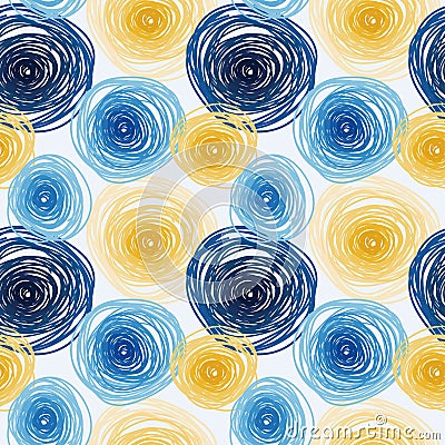 Seamless pattern with colorful circles, van gogh artistic style Vector Illustration