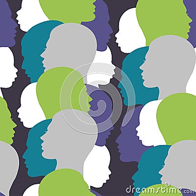 Seamless pattern with colorful family silhouette Vector Illustration