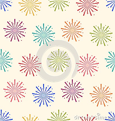 Seamless Pattern Colorful Firework for Holiday Celebration Event Vector Illustration