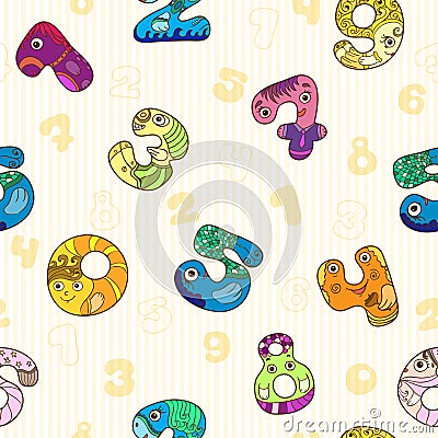 Seamless pattern with colorful funny figures. Vector Illustration