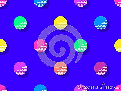 Seamless pattern with colorful golf balls on a blue background. Multicolored golf balls. Design for typography, banners and Vector Illustration