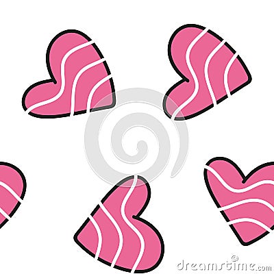 Seamless pattern with colorful hearts for Valentine`s day.Vector Vector Illustration