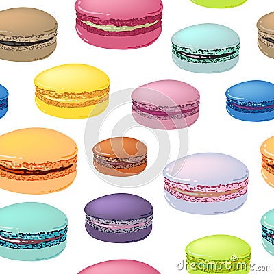 Seamless pattern with colorful macaroon cookies. Vector Illustration