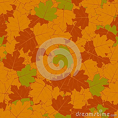 Seamless pattern of colorful maple leaves Vector Illustration