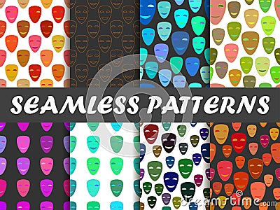 Seamless pattern with colorful masks. Vector Illustration