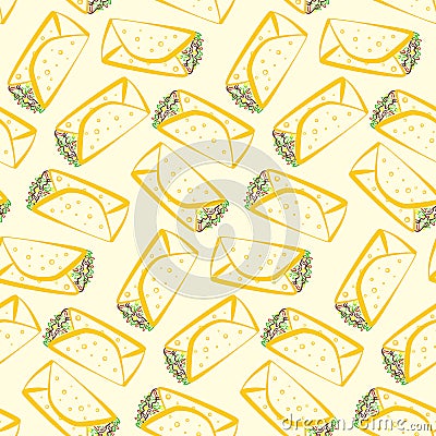 Seamless pattern with colorful outline burritos Stock Photo