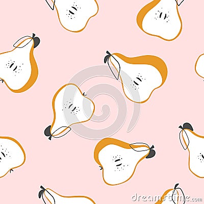 Seamless Pattern. Colorful Pears Light Background. Vector Illustration Vector Illustration