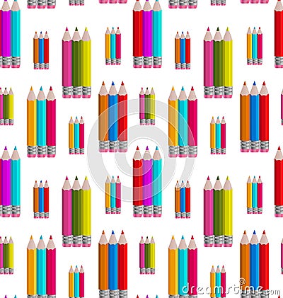 Seamless Pattern with Colorful Pencils Vector Illustration