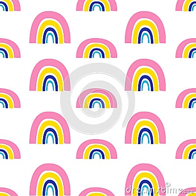 Seamless pattern with colorful rainbow on a white background. Vector Vector Illustration