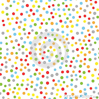 Seamless pattern with colorful round confetti. Polka dot. Drawn by hand. Vector Illustration