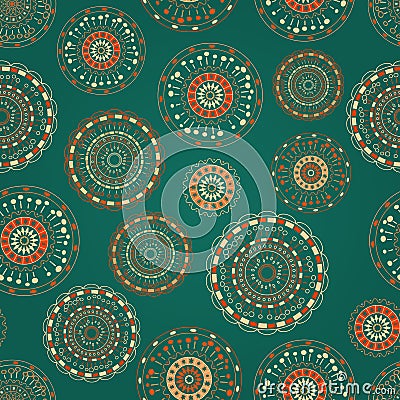 Seamless Pattern with Colorful Round Elements Vector Illustration